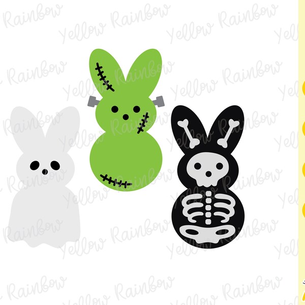 Creepy Easter Peeps SVG, Easter Peeps SVG, Creepy SVG Cutting Files in Svg, Eps, Dxf and Png, Silhouette Vinyl Iron On