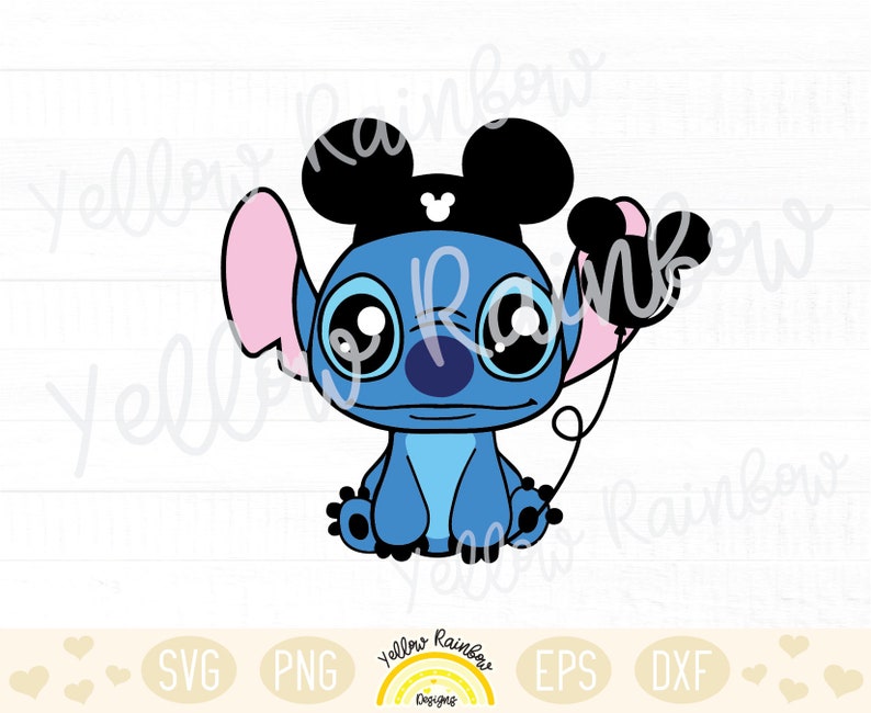 Stitch Ears SVG File Stitch With a Mouse Balloon Svg Cutting Etsy