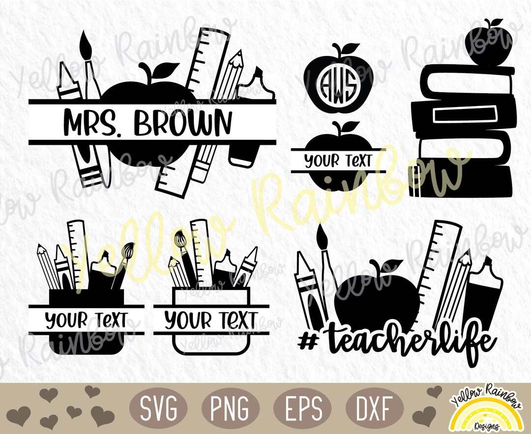 Teacher Monogram Bundle SVG File, Back to School SVG, for Silhouette ...