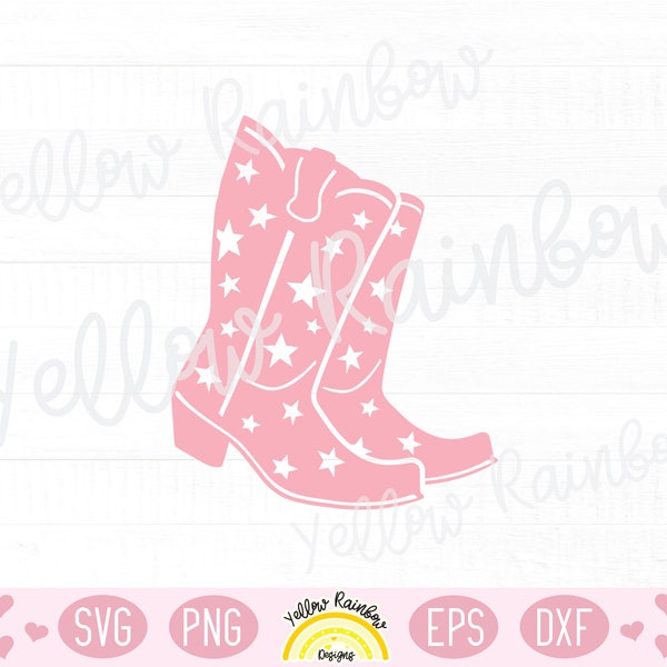 Cowboy Boots SVG, DXF, PNG, Pdf, Pink Cowgirl Boots Svg, Western Boots Svg, Rodeo Svg, Ranch Svg, Cowboy Hat Svg, Cut File, Clipart