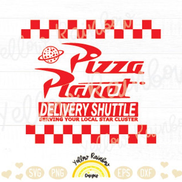 Pizza Planet Toy Story SVG, Pizza Planet Delivery Service White SVG, Toy Story Service SVG, Pixar Pizza Planet, Cut Files Cricut Silhouette