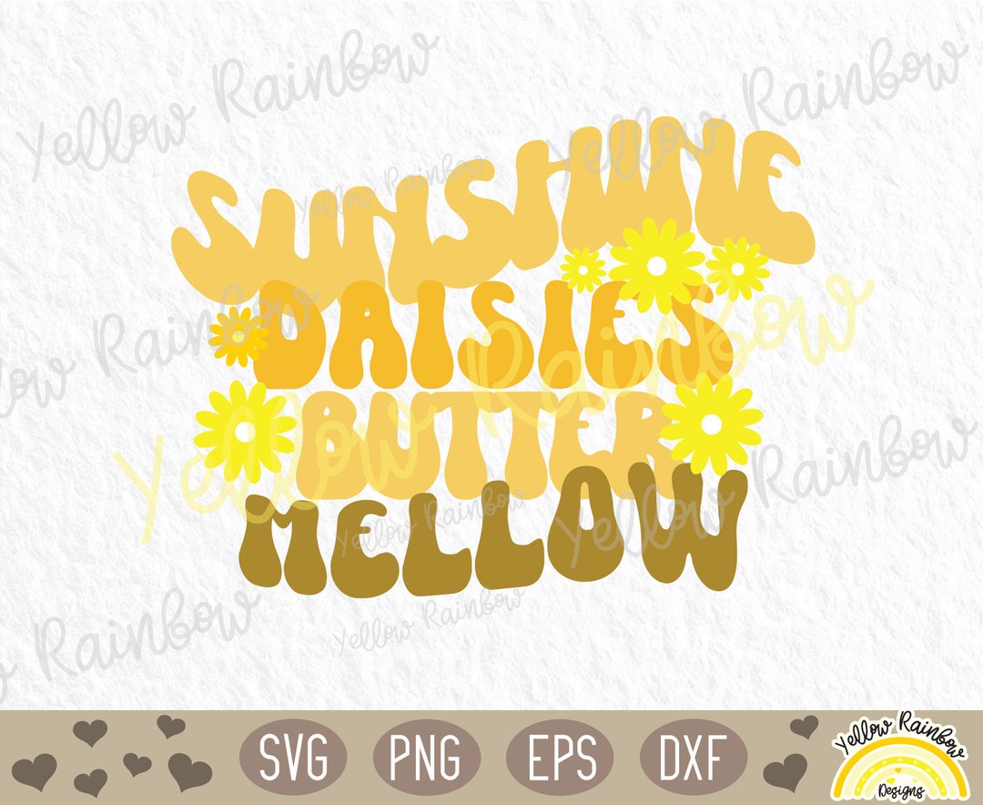 Sunshine Daisies Butter Mellow SVG File, Boho Retro SVG, for Silhouette