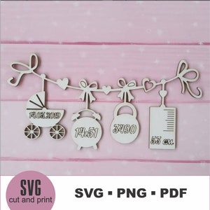 Plantilla de anuncio de estadísticas de bebé SVG con cochecito de bebé, anuncio de nacimiento svg, estadísticas de bebé svg, linda estadística de recién nacido.