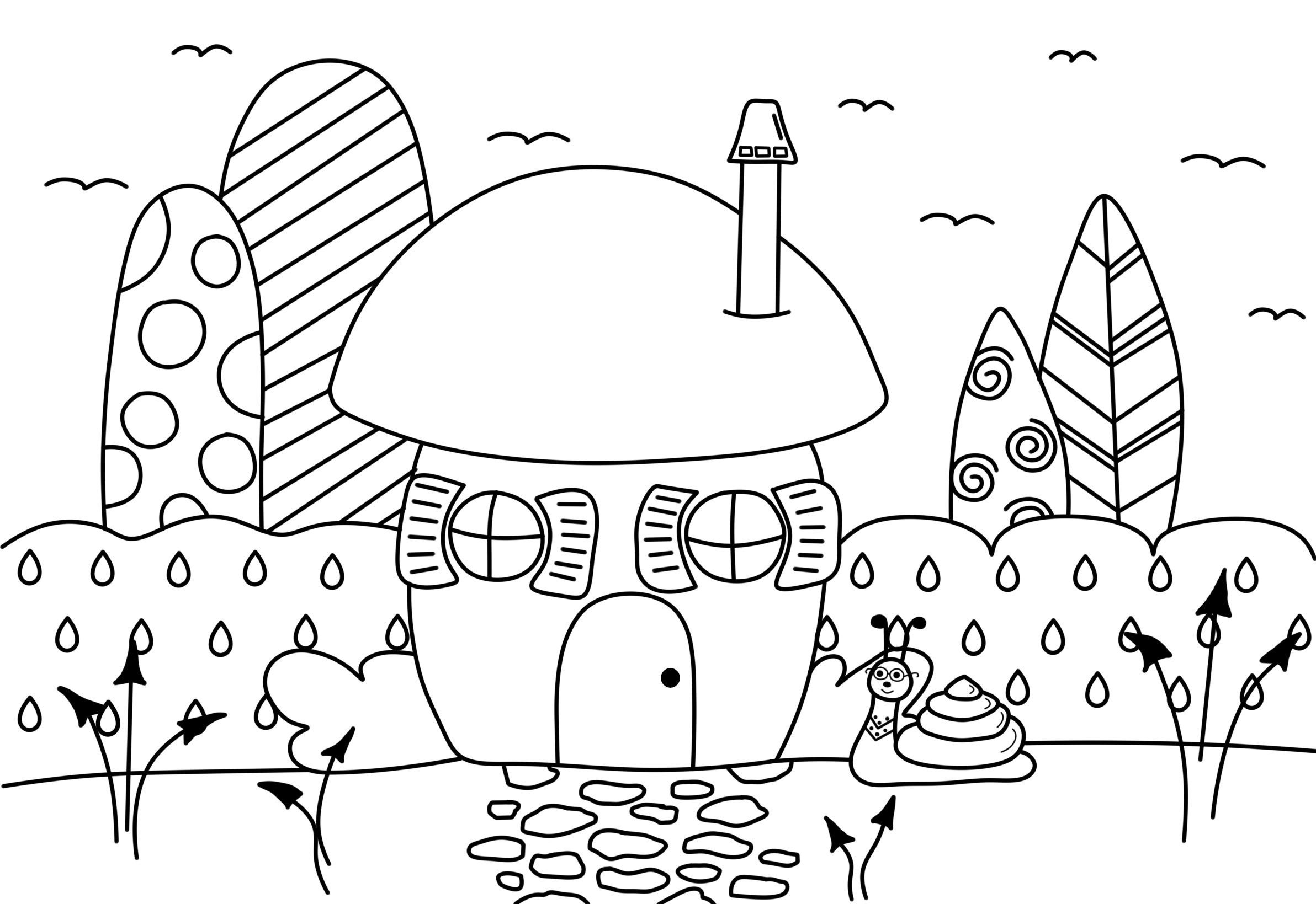 Mushroom art Coloring sheets Hand Drawn Coloring Page | Etsy