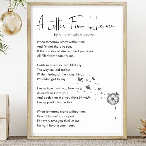 When Tomorrow Starts Without Me Printable Poem Digital - Etsy