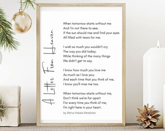 When Tomorrow Starts Without Me Printable Poem Digital - Etsy