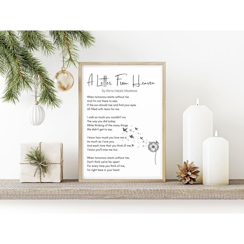 When Tomorrow Starts Without Me Grief Poem, Digital Download, Printable Grief Quote, Letter From ...