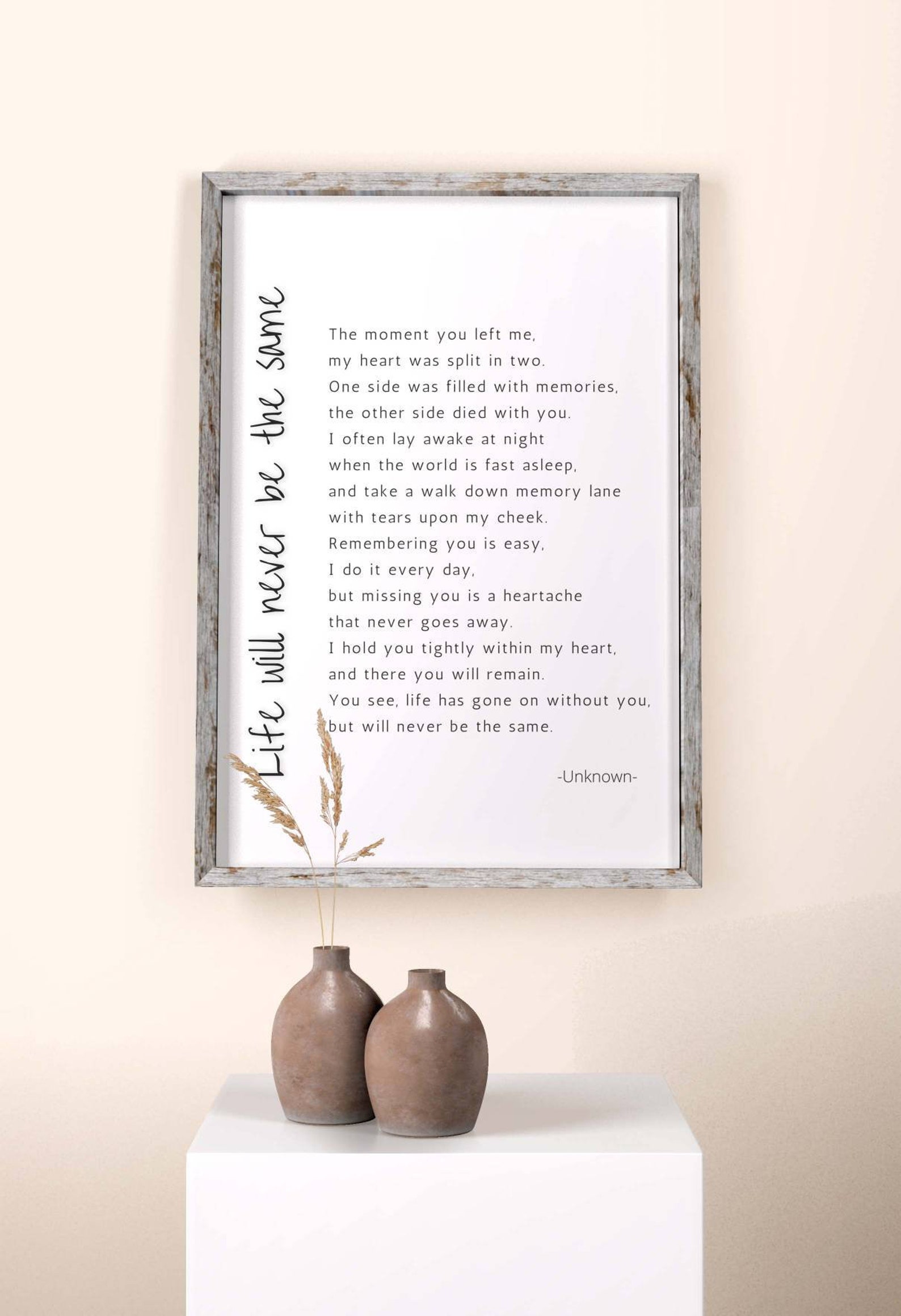 Life Will Never Be the Same Grief Quote, Poem, Typography, Printable ...