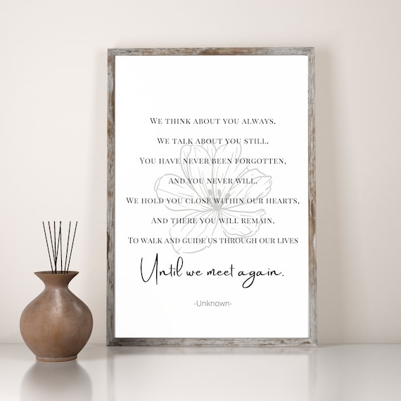 Until We Meet Again Grief Quote Digital Download Printable Etsy