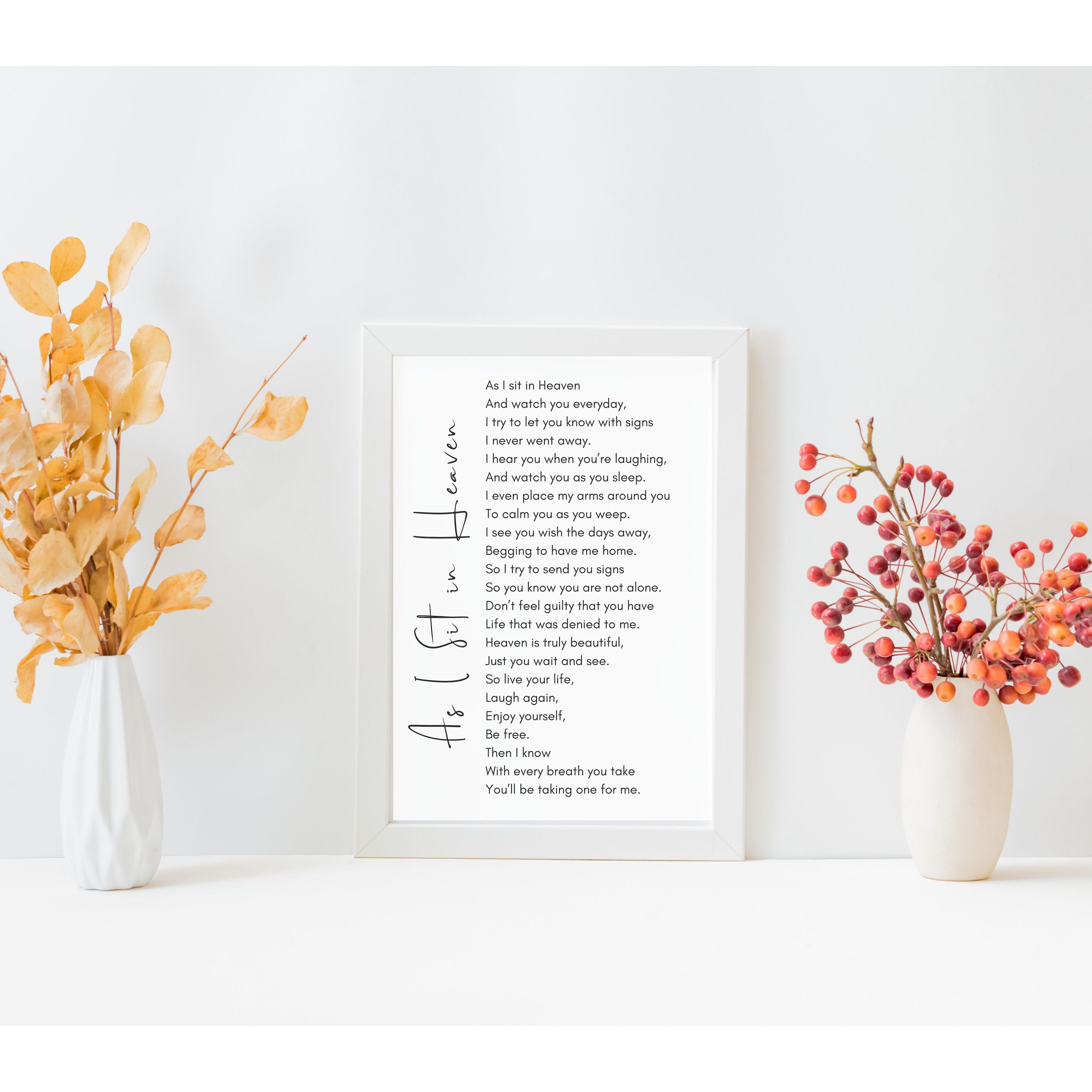 As I Sit in Heaven, Printable Poem, Digital Download, Grief Quote, A ...