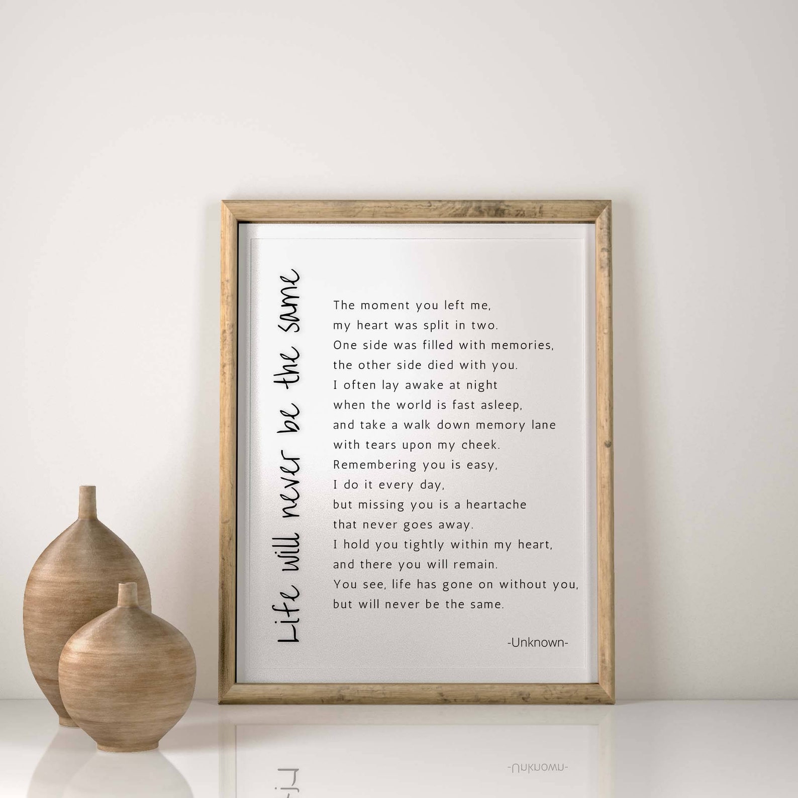 Life Will Never Be the Same Grief Quote, Poem, Typography, Printable ...