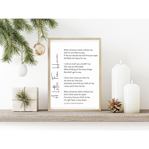 When Tomorrow Starts Without Me Printable Poem Digital - Etsy Canada