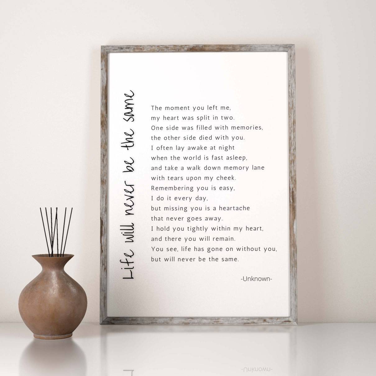 Life Will Never Be the Same Grief Quote, Poem, Typography, Printable ...