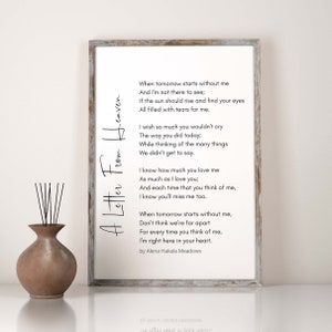 When Tomorrow Starts Without Me Printable Poem, Digital Download, Grief Quote, A Letter From ...