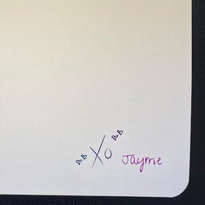 xo hearts with name notecard