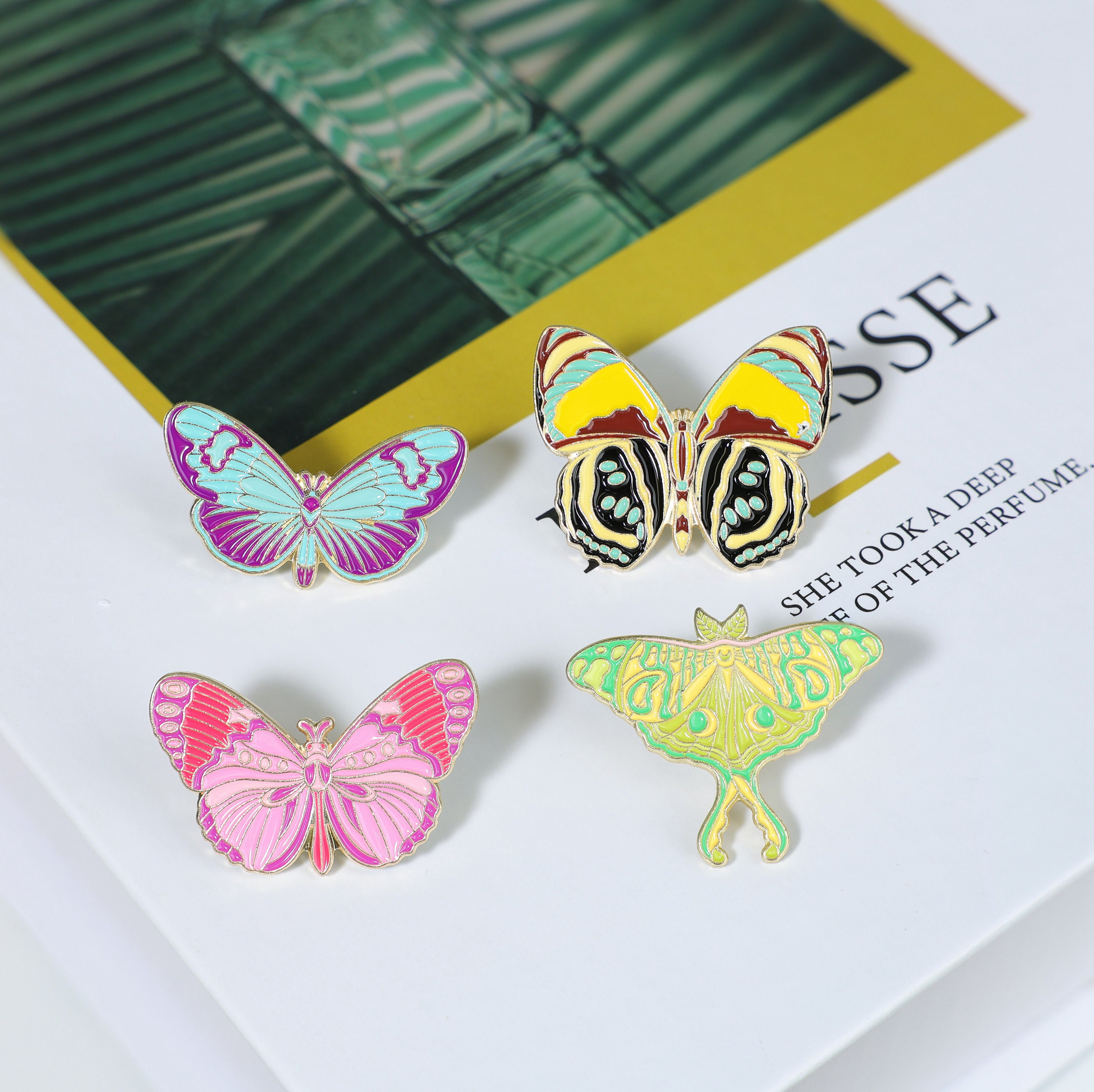 Flower Moon Market Split Butterfly Pronoun Pins They/them