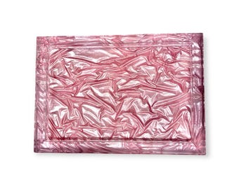 Pink Satin-Effect Resin Tray, Vanity Tray, Rolling Tray, Jewelry Organizer, Birthday Gift, Make Up Tray, Housewarming Gift