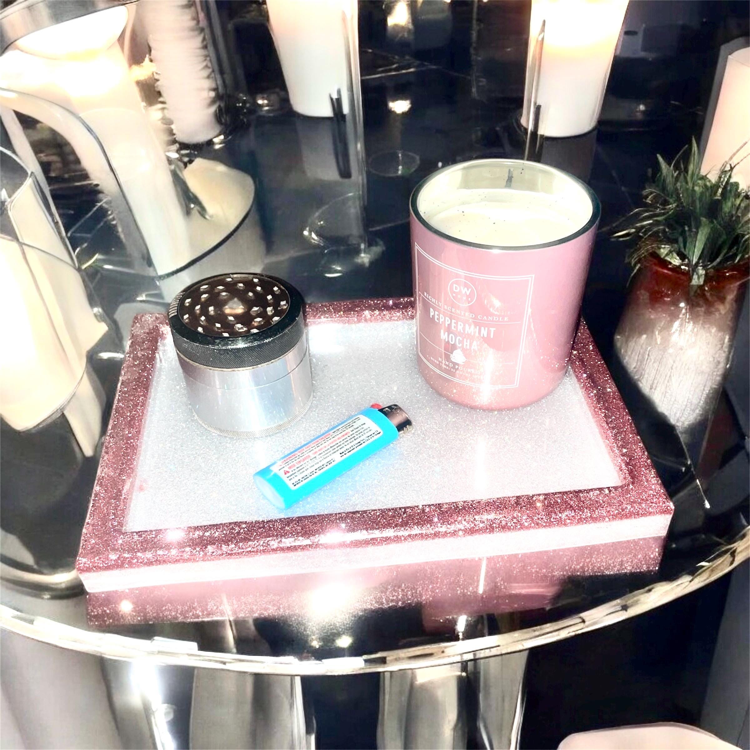Tray, Sparkly Rolling Tray, Tray, Table Trbay, Tray Decor, Make Up Tray, White Rolling Tray, Perfume Tray, Resin Tray, Handmade Tray
