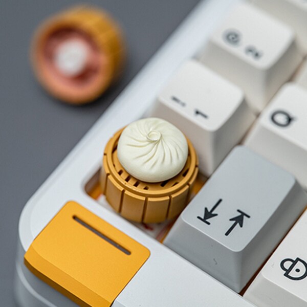 Fidget Spinner Revolving Steamed Dumpling Traditional Chinese Food Inspired Resin Artisan Handmade Keycap Key Cap for Mechanical Keyboard