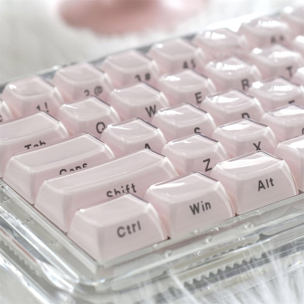 Pink Jelly Crystal Side Print Backlit 113 Pcs Keycap Set for Mechanical Gaming Keyboard | OEM MX Profile | 70% PBT
