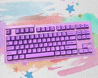 Lilac Purple Surface Painting Zinc Alloy Full Set Metal Keycap Artisan Keycap Set Cherry Profile Key Cap for Mechanical Gaming Keyboard