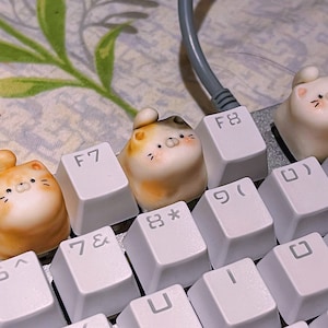 Custom Kawaii Cat Cute Inspired Hand Painted Artisan Keycap MX Key Cap for Mechanical Keyboard