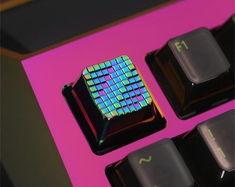 Rainbow Pixel Wave Ripple Metal Keycap Artisan Keycap MX Switch Key Cap for Mechanical Gaming Keyboard