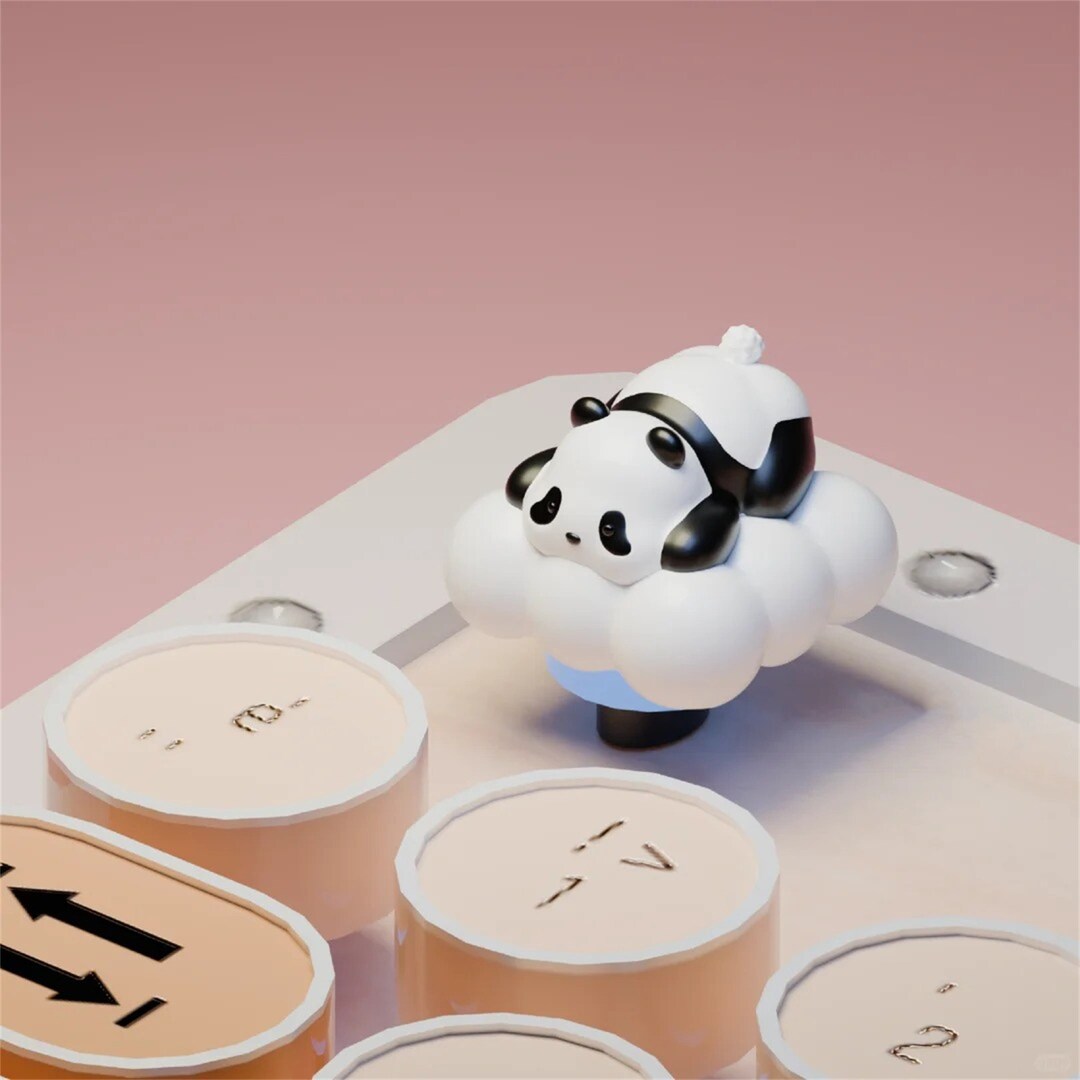 Kawaii Panda on Cloud 3D Print Hand Painted Artisan Keycap MX Key Cap ...