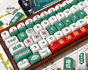 Mahjong Themed 140 Pcs Keycap Set for Mechanical Gaming Keyboard | Cherry MX Profile