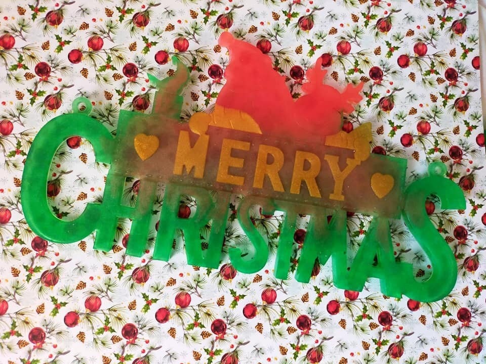 Décoration Noël Merry Christmas Résine Époxy