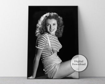 Glamourous Marilyn Monroe Poster, Black And White, Marilyn Monroe Prints, Vintage Farmhouse Decor, Feminist Poster, Old Movie Poster, Canvas