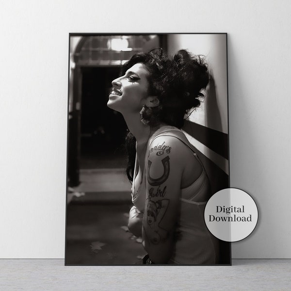 Amy Winehouse Poster, Black And White, Amy Winehouse Print, Vintage Music Poster, Bedroom Wall Decor, Feminist Poster, Wall Art, Canvas Art