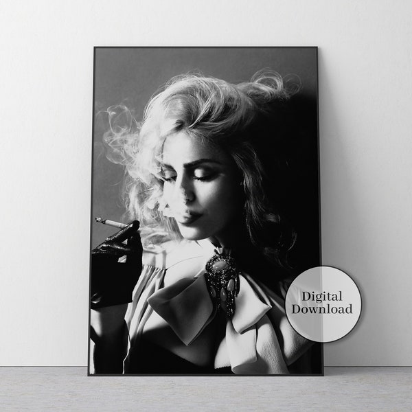 Vintage Madonna Smoking Poster, Black And White, Madonna Print, Feminist Wall Art, Like A Virgin, Digital Art Prints, Bedroom Wall Decor