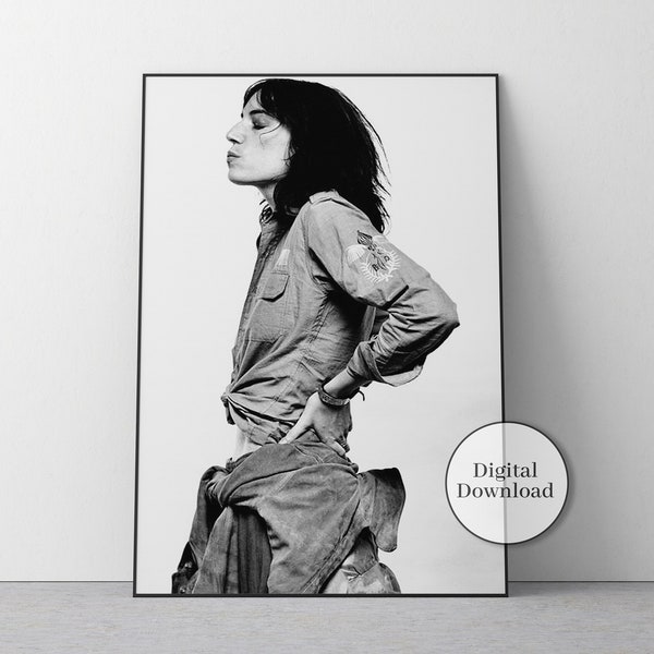 Patti Smith Concert Poster - Black and White Feminist Wall Art - Vintage Music Print for Bedroom Decor