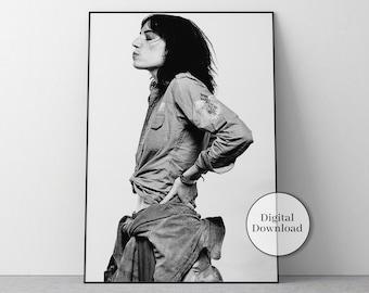 Patti Smith Konzertplakat | Vintage Schwarz Weiß Fotografie Druck | Feministische Wandkunst | Musik und Rock Poster | Digitaler Download