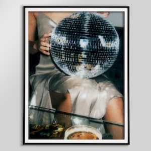 Diskokugel, Poster mit Diskokugel, Junggesellinnenabschied, schwarzweiß, Vintage Wandkunst, funky Poster, Diskokugel, Retro Wandkunst, Disco