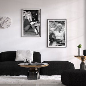 Vintage Brigitte Bardot Smoking Cigarette Poster, Black and White, Feminist Print, Fashion Photography, Teen Girl Room Decor, Girly Wall Art