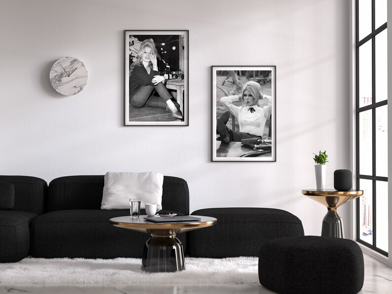 Vintage Brigitte Bardot Smoking Cigarette Poster, Black and White, Feminist Print, Fashion Photography, Teen Girl Room Decor, Girly Wall Art