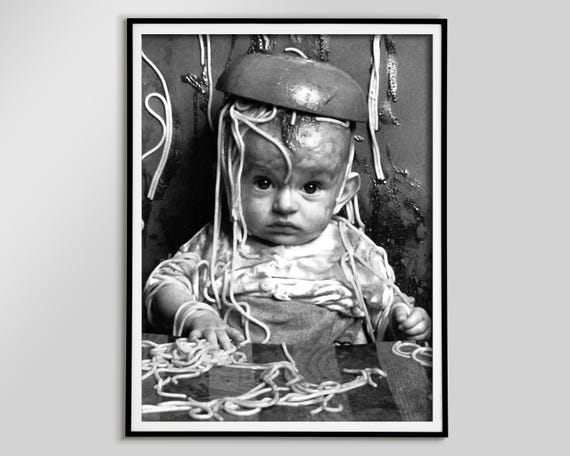 Spaghetti Baby Print, Funny Wall Art, Italian Print, Kids Room Decor, Pasta Poster, Kitchen Wall Decor, Digital Download, Dinning Room Print