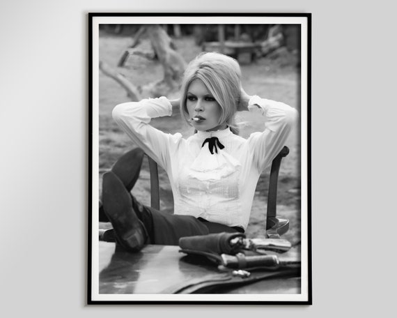 Vintage Brigitte Bardot Poster- Black and White Fashion Print for Feminist Teen Room Decor- Girly Wall Art