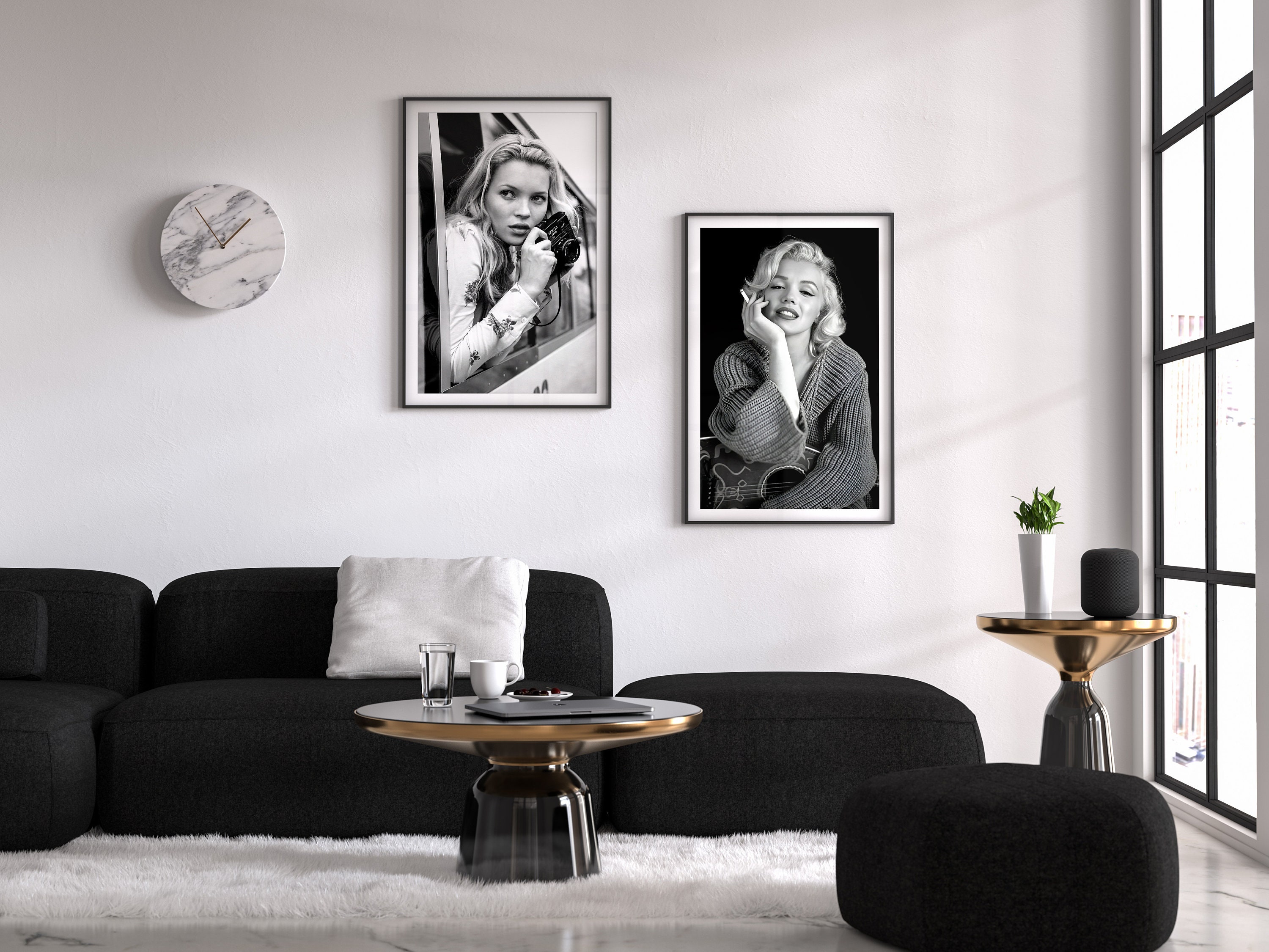 Marilyn Monroe Black and White Art Print, Wall Art, Digital Download ...