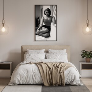 Sophia Loren Poster, Black and White, Photo Print, Vintage Poster, Retro Wall Art, Old Hollywood Decor, Digital Download, Fashion Wall Decor