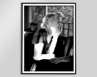 Vintage Marilyn Monroe Black and White Poster  Hollywood Decor  Retro Wall Art  Printable