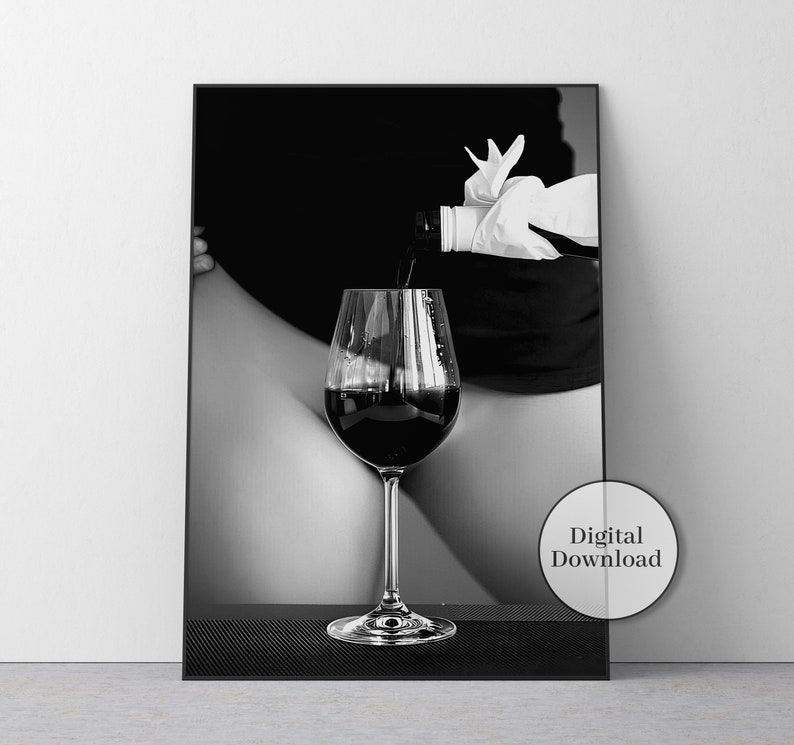 vintage wine poster, black and white, fine art print, wine wall art, digital download, cocktail wall art, bar cart print, digital download, wine print, vintage bar print, woman drinking wine, wine art print, wine bar decor
