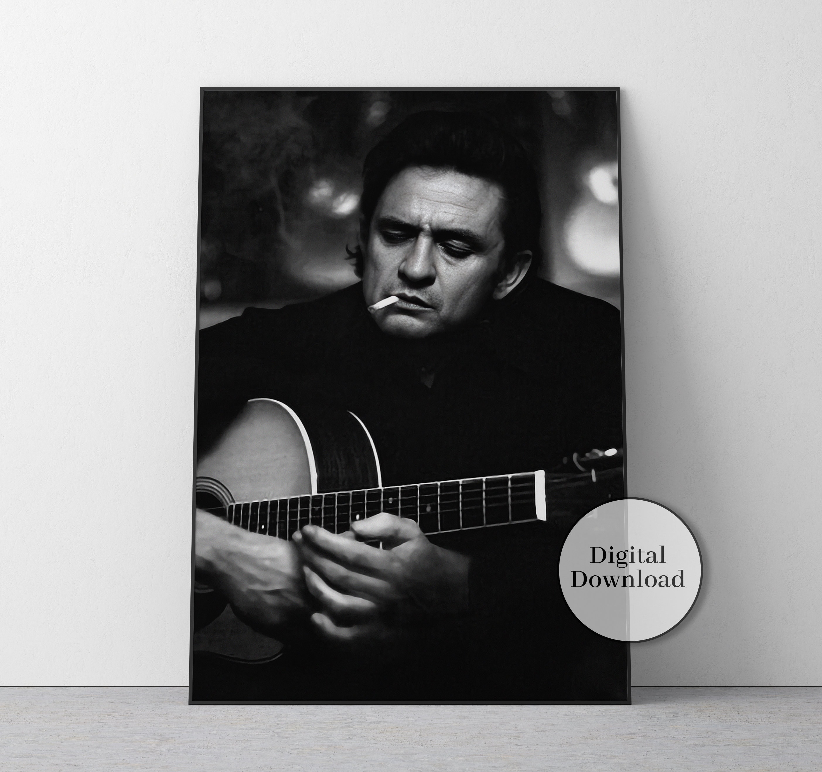 Johnny Cash Black And White Poster