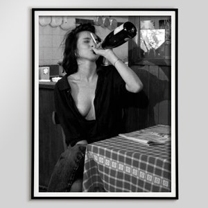 Kobieta Pijąca Szampan Wydruk, Feministyczny Plakat, Czarno-Biały, Wystrój Wózka Barowego, Wystrój Pokoju Dziewczyny Nastolatek, Kobieca Sztuka Ścienna, Pobieranie Cyfrowe