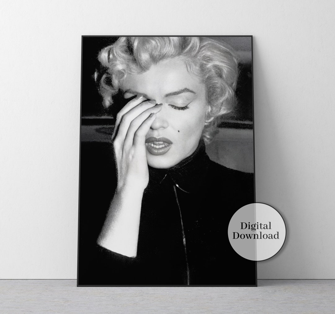 Marilyn Monroe Crying Poster Home Art Gift Black and White Etsy