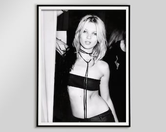 Kate Moss Black and White Photo Print, Fashion Wall Art (Digital Download)