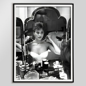 Sophia Loren Vintage Black  White Fashion Poster - Retro Photography Print