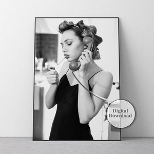 smoking poster, black and white, feminist print, teen girl room decor, girly wall art, kitchen wall decor, digital download, feminist poster, cigarette poster, kitchen wall art, woman smoking, teen girl wall art, printable wall art